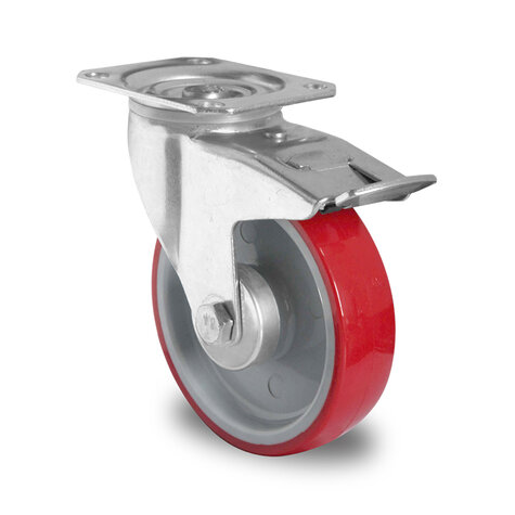 swivel castor,  200 mm with total brake