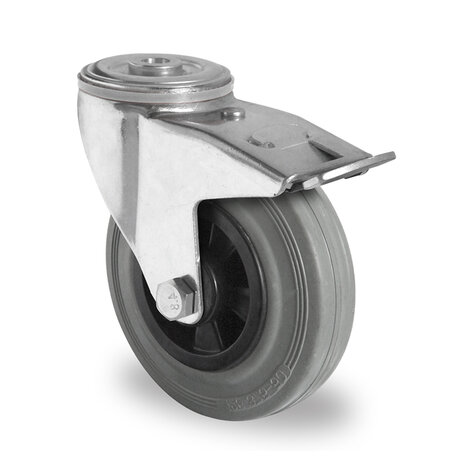 swivel castor with bolt hole and total brake,  100 mm