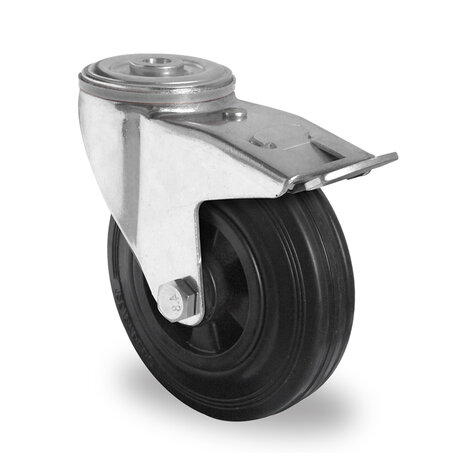 Lenkrolle,  100 mm, Rckenloch mit Feststeller