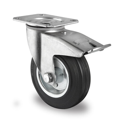 swivel castor,  100 mm with total brake