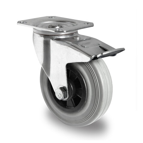 swivel castor,  160 mm with total brake