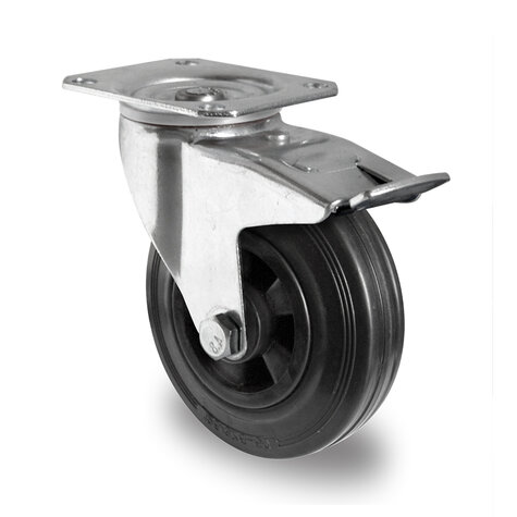 swivel castor,  160 mm with total brake