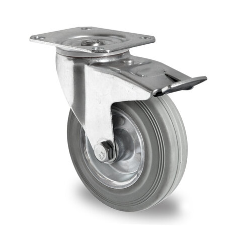 swivel castor,  160 mm with total brake