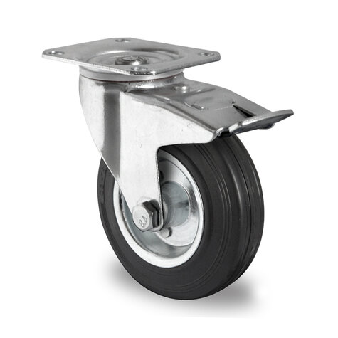 swivel castor,  160 mm with total brake