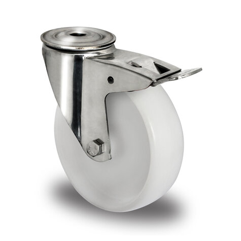 swivel castor with bolt hole and total brake, ø 100 mm
