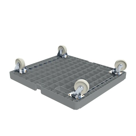 Plastic base with closed loading platform, 724 x 815 mm,  108 mm polypropylene castors