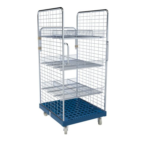rollcage with plastic base, type 724 x 815 mm, type 2-sided, with safty handels and reinforcement