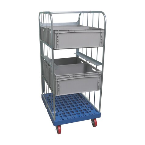 picking trolley with plastic base, type 682 x 815 mm, type 2-sided, for euro boxes