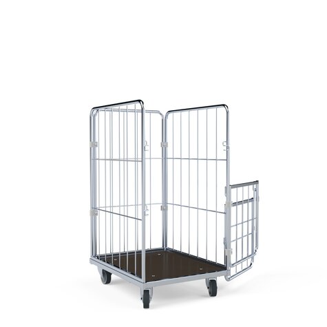 Laundry container 1000mm, 600x740WO, 4-sided, front wall foldable/swivel-mounted