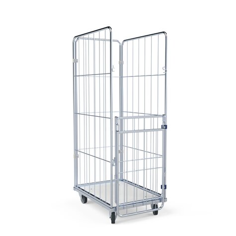 Laundry container 1550mm, 600x810PL white, 4-sided, front wall foldable/swivel-mounted