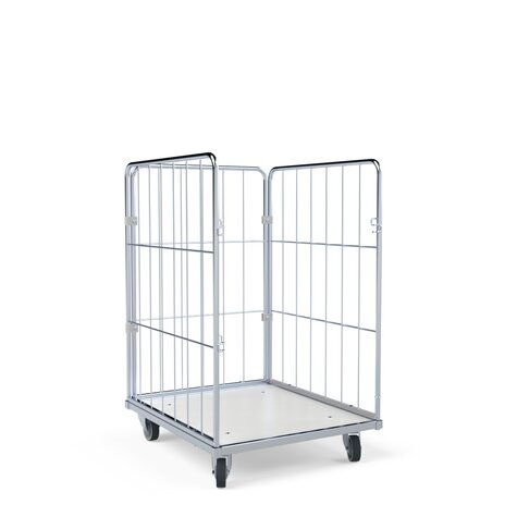 Laundry container 1000mm, 720x810PL white, 4-sided, front wall foldable/swivel-mounted