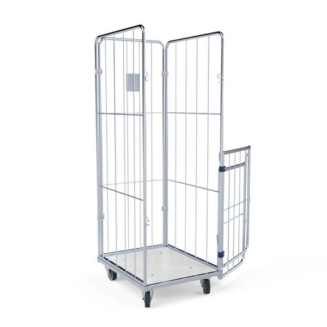 Laundry container 1580mm, 600x720PL white, 4-sided, front wall foldable/swivel-mounted