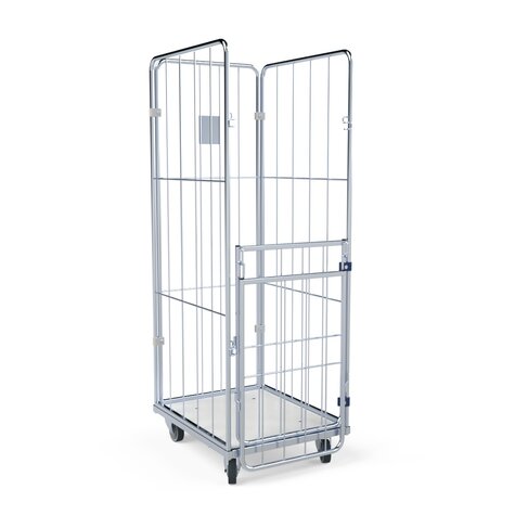 Laundry container 1580mm, 600x720PL white, 4-sided, front wall foldable/swivel-mounted